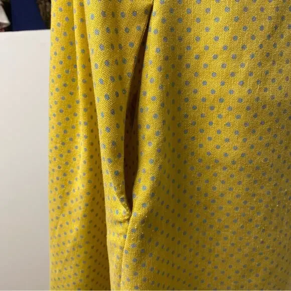 Umgee Polka Dot with Pockets Summer Dress Women's Yellow with Blue Size Large - Picture 9 of 16